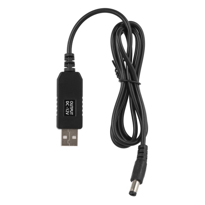 Кабель USB-A > DC 5.5х2.5мм живлення 2Е 1м, 12В/1A, чорний
