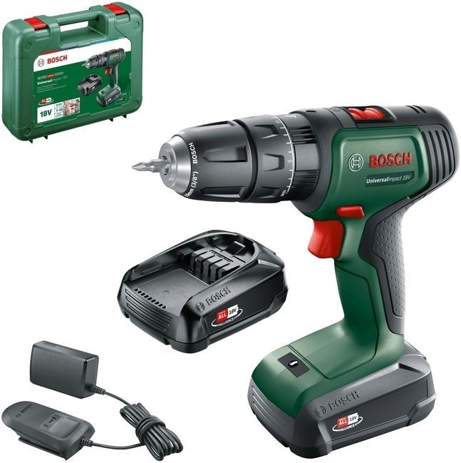 Шурупокрут-дриль акумуляторний Bosch UniversalImpact 18В 2х1.5А·год 20Нм 0-440·0-1450об/хв кейс ЗП 1.3кг