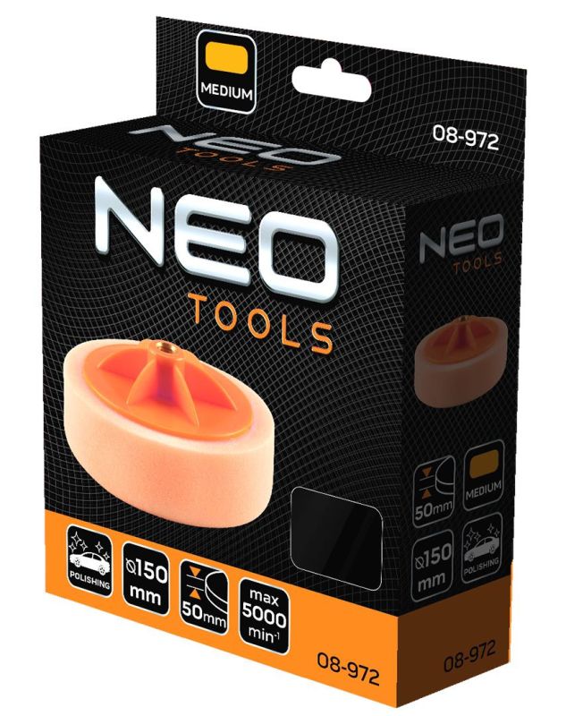 Диск полировальный Neo Tools, губка средней жесткости, M14, 150x50мм