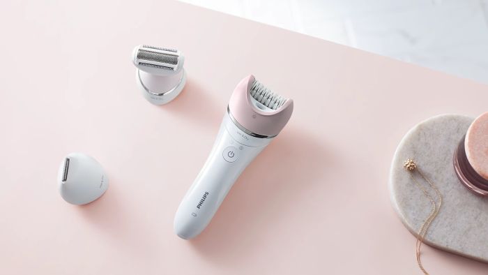 Эпилятор  Philips 8000 series дисковый, аккумуляторный, пинцет.-32, влаж.+сух., с подсветкой, насадок-6, бело-розовый