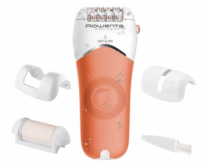Епілятор Rowenta Aquasoft Wet&Dry пінцетний, акумуляторний , пінцет.-24, волог.+сух., насадок-3, кораловий