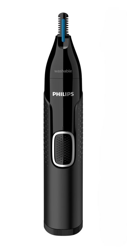 Тример Philips Series 5000, для бороди, вусів, окантовки, брови, носа та вух, 1хАА, насадок-4, чохол, сталь, чорний