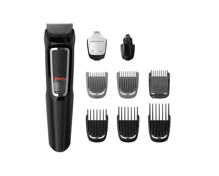 Триммер Philips Series 3000 для бороды, усов, носа и головы, акум., роторный мотор, насадок-5, сталь, черный