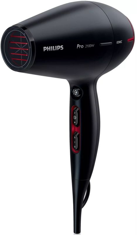 Фен Philips Professional, 2100Вт, режимов-3, ионизиция, хол. обдув, черный