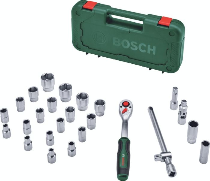Набор торцевых головок Bosch, 1/2", 25 предметов, с трещоткой
