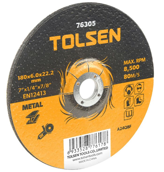 Диск шліфувальний Tolsen по металу, 115х6.0х22.2мм