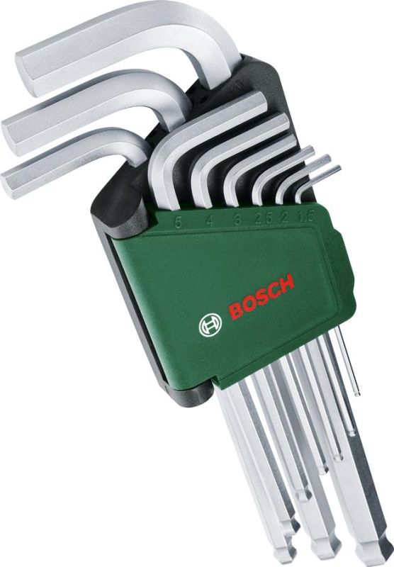Ключи шестигранные Bosch, набор 9шт, шаровидный наконечник