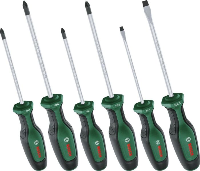 Отвертка Bosch набор 6шт, SL 4, 6.5 мм, PH1х100 мм, PH2х125 мм, PZ1х100 мм, PZ2х125 мм