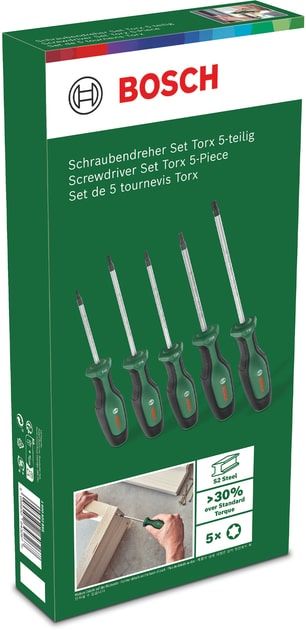 Викрутка Bosch Torx набір 5шт, T10, 15, 20, 25, 30.