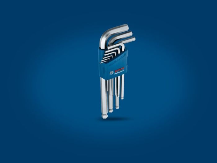 Ключі шестигранні Bosch Professional, кулястий наконечник, набір 9шт