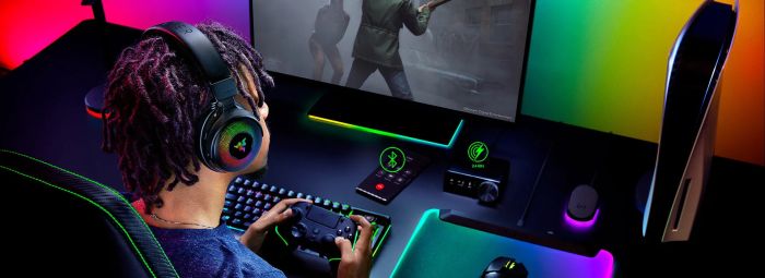Гарнитура игровая Razer Kraken V4 Pro, mini-jack/USB-A/BT/WL, RGB, чёрный