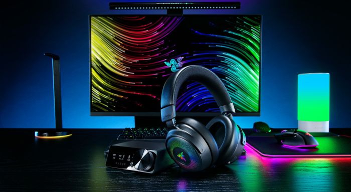 Гарнитура игровая Razer Kraken V4 Pro, mini-jack/USB-A/BT/WL, RGB, чёрный