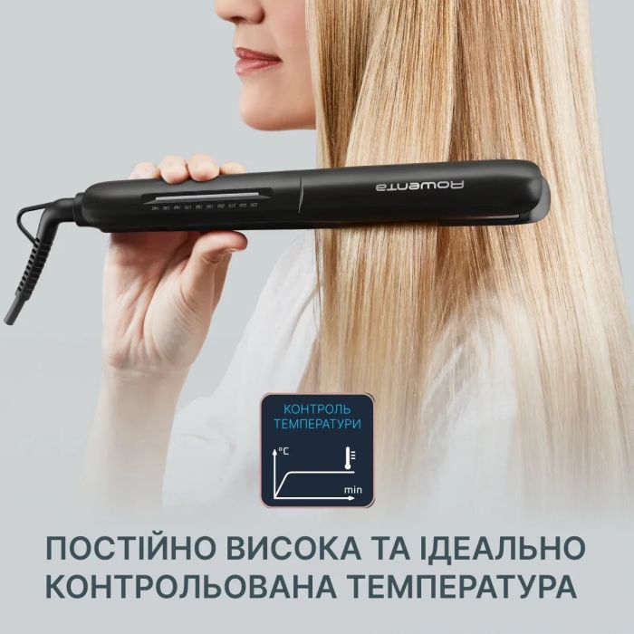 Випрямитель Rowenta Optiliss +, >240Вт, темп.режимов-10, 140-230С, керамика, турмалин , черный