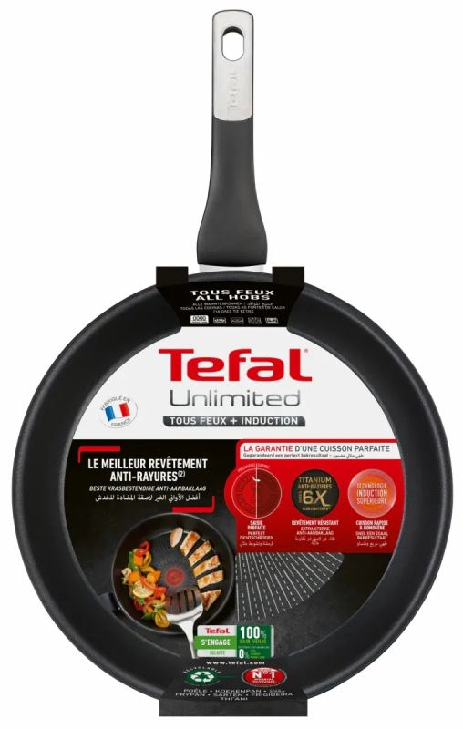 Сковорода Tefal Unlimited, 24см, алюминий, черный