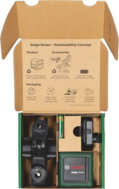 Нивелир лазерный Bosch Quigo Green, точность ± 0.8 мм/м, 12м, зелёный 0.27 кг