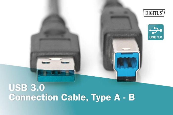 Кабель DIGITUS USB 3.0 (AM/BM) 1.8м, черный