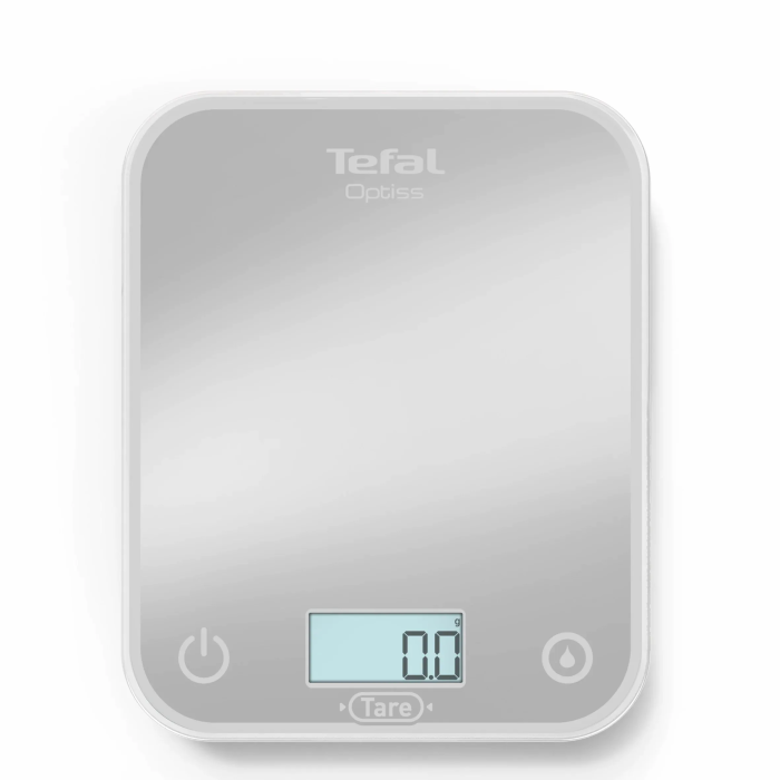 Весы Tefal кухонные Optiss, 5кг, AAAx2 в компл, стекло, серебро