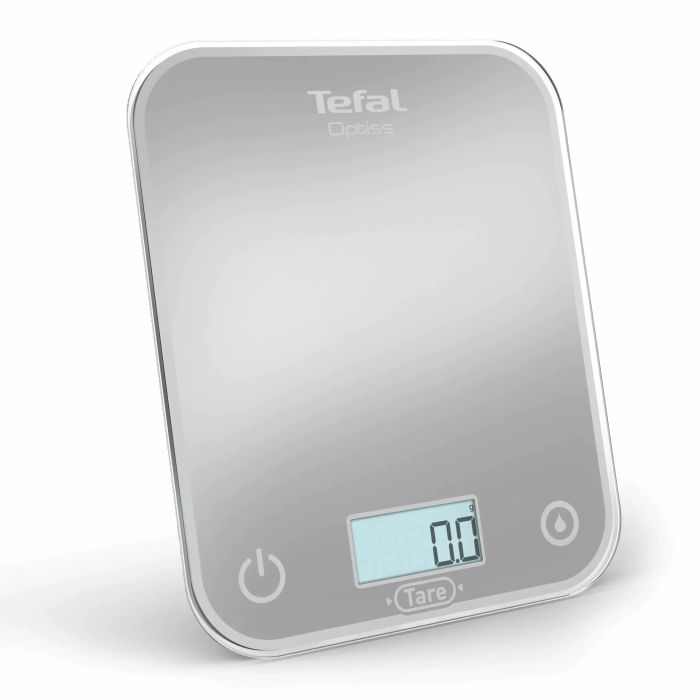 Весы Tefal кухонные Optiss, 5кг, AAAx2 в компл, стекло, серебро