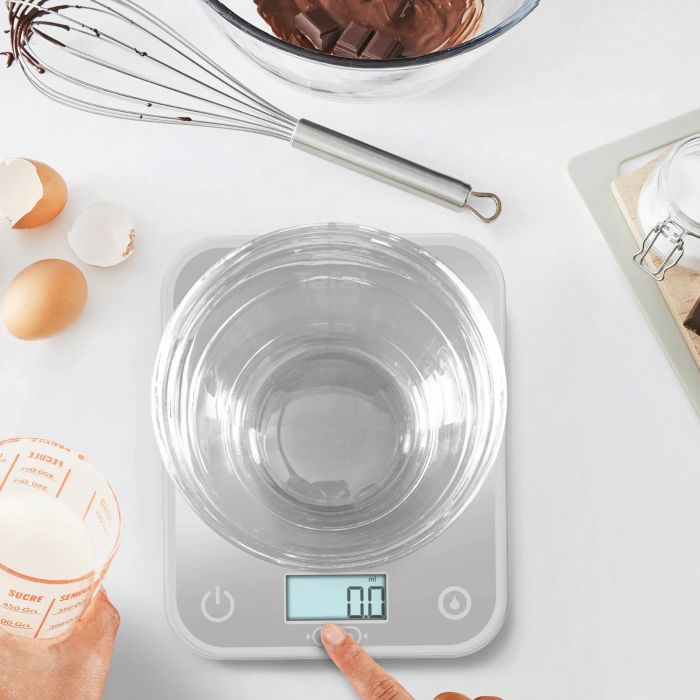 Весы Tefal кухонные Optiss, 5кг, AAAx2 в компл, стекло, серебро