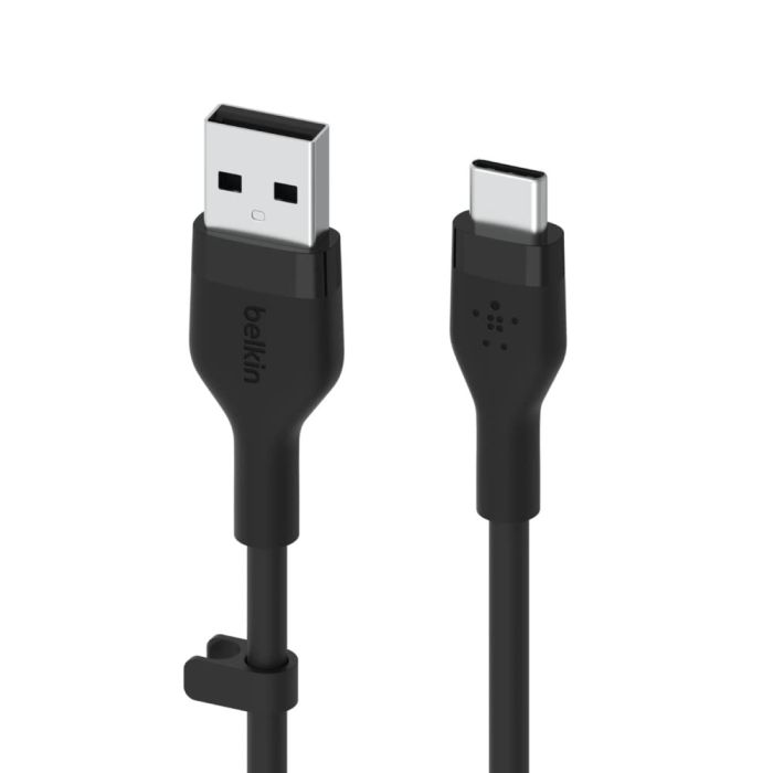 Кабель Belkin USB-A - USB-C силиконовый, с клипсой, 3m Black