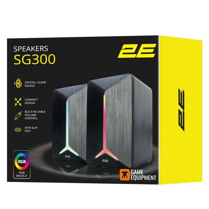 Акустическая система 2E GAMING SG300, 2.0, 3.5mm, RGB, чёрный