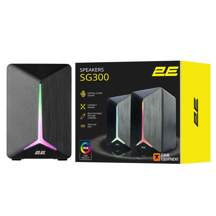 Акустическая система 2E GAMING SG300, 2.0, 3.5mm, RGB, чёрный