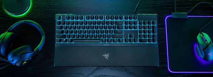 Клавиатура мембранная Razer Ornata V3 X 104key, USB-A, EN/UK, RGB, чёрный