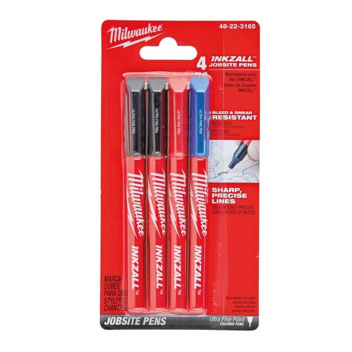 Маркер Milwaukee InkZAll набор 4шт, синий/красный/черный 2шт