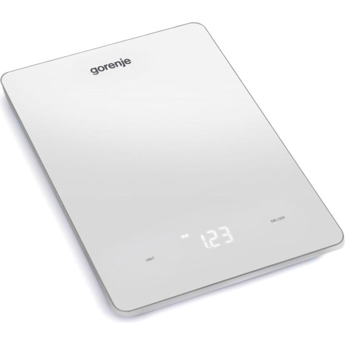 Ваги Gorenje кухонні, 10кг, AAAx3 в комплекті, дисплей, скло, білий