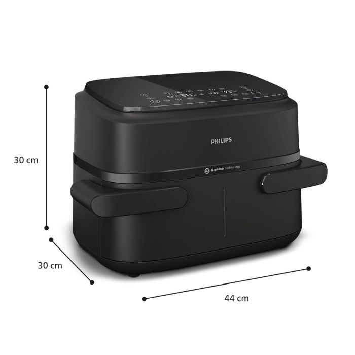 Мультипіч Philips Ovi Flex Dual 2450Вт, чаша-6+3л, сенсорне управл., 2 контейнера, 6 авто. програм, пластик, чорний