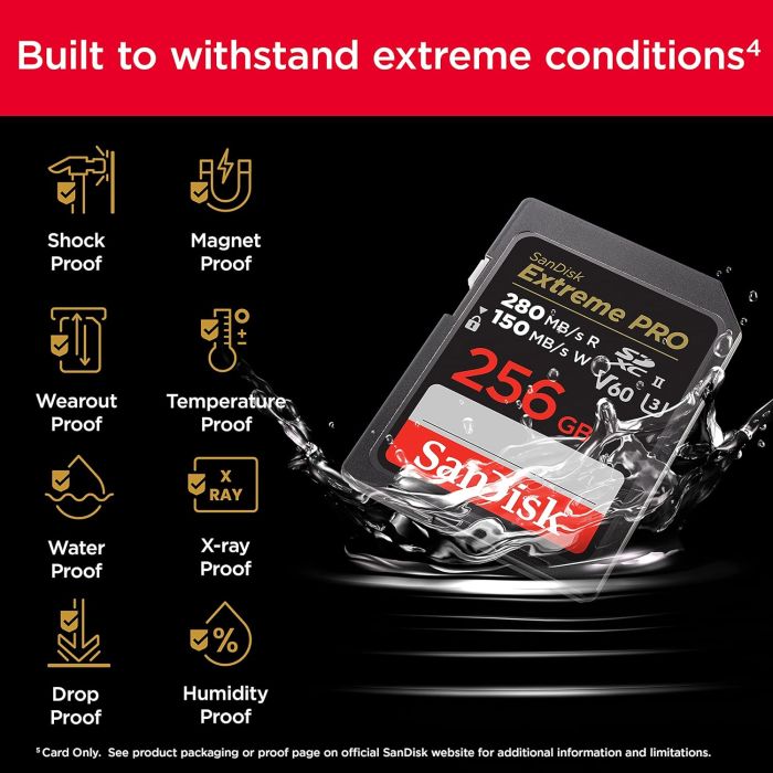 Карта памяти SanDisk SD  256GB C10 UHS-II U3 R280/W150MB/s Extreme Pro V60
