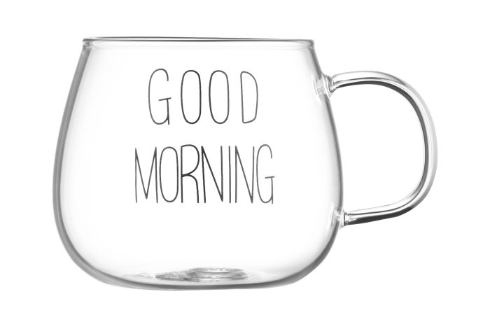 Набір чашок з ручками Ardesto Good Morning, 430мл, 2шт, боросилікатне скло, прозорий
