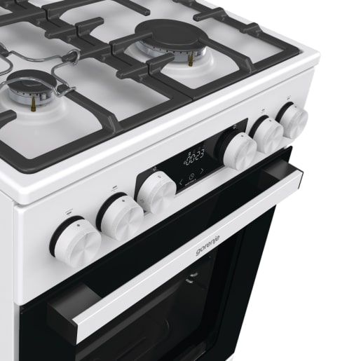 Плита Gorenje газовая, 67л, 50x60см, дисплей, IconLed, чугун, белый