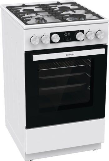 Плита Gorenje газовая, 67л, 50x60см, дисплей, IconLed, чугун, белый