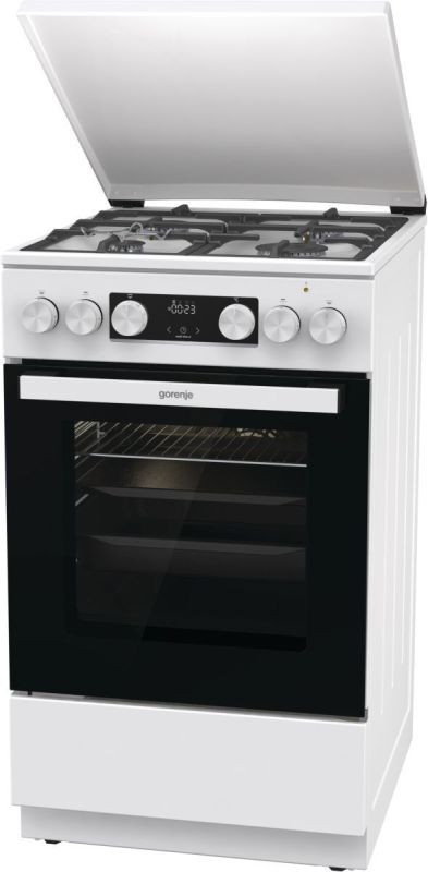 Плита Gorenje комби, 70л, 50x60см, IconLed, чугун, с крышкой, белый