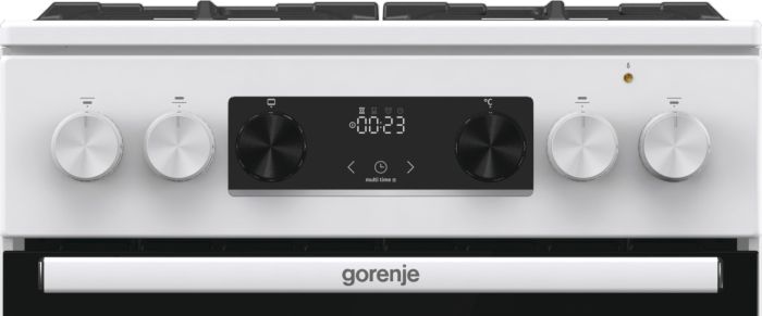 Плита Gorenje комби, 70л, 50x60см, дисплей,  чугун, белый