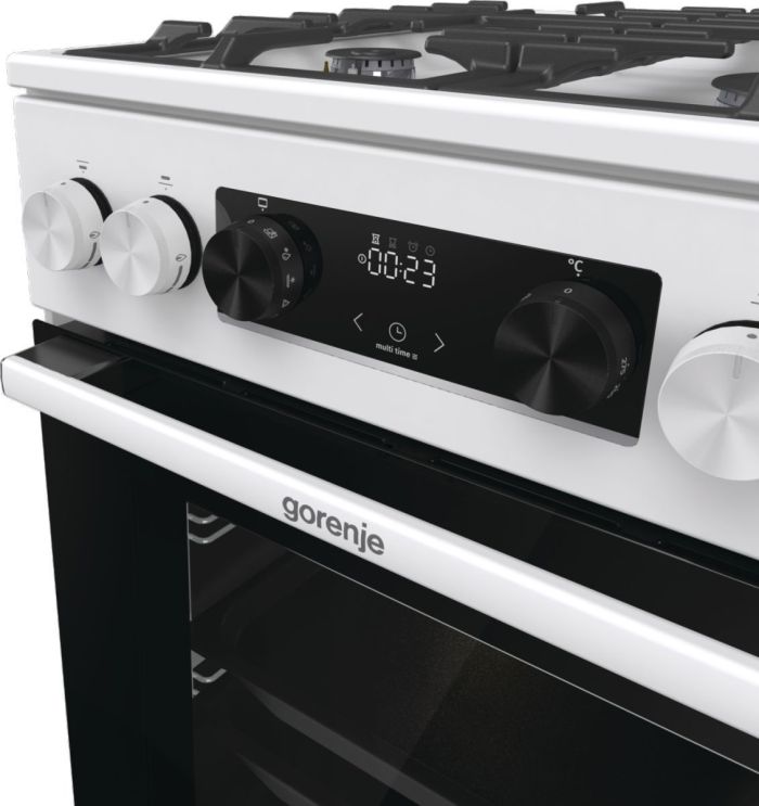 Плита Gorenje комби, 70л, 50x60см, дисплей,  чугун, белый