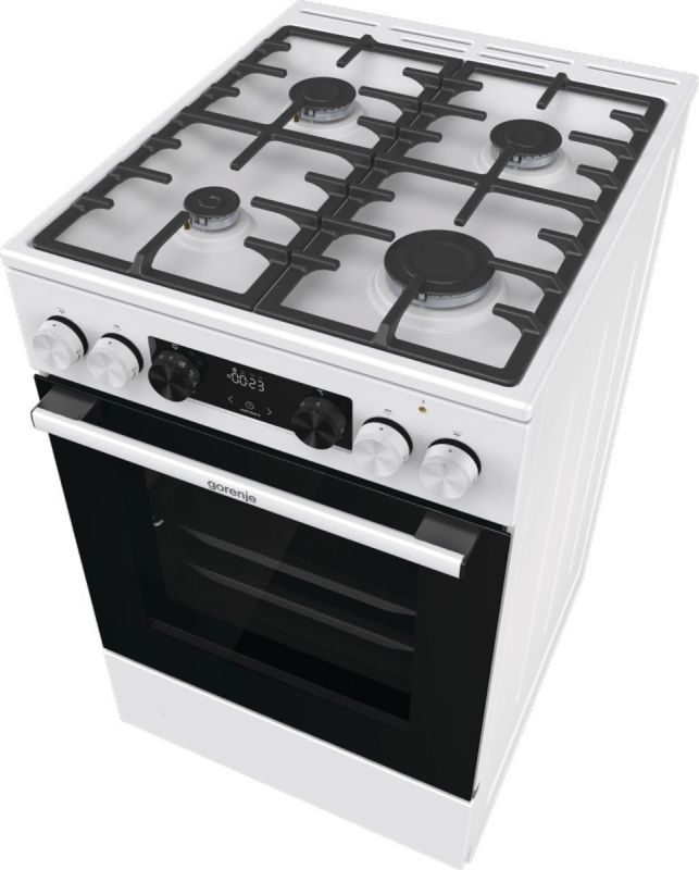 Плита Gorenje комби, 70л, 50x60см, дисплей,  чугун, белый
