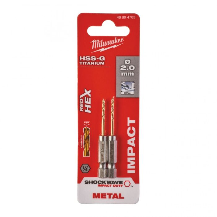 Сверло по металлу Milwaukee RedHEX HSS-G TiN, 2х17х59.5мм, 2шт