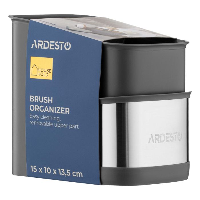Органайзер для щеток Ardesto Minimalism, 15x10x13.5см, пластик, нержавеющая сталь, серый
