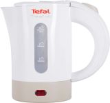Электрочайник Tefal Travel-o-city 0.5л, Strix, пластик, в комплекте 
2 стакана + 2ложки, бело-бежевый