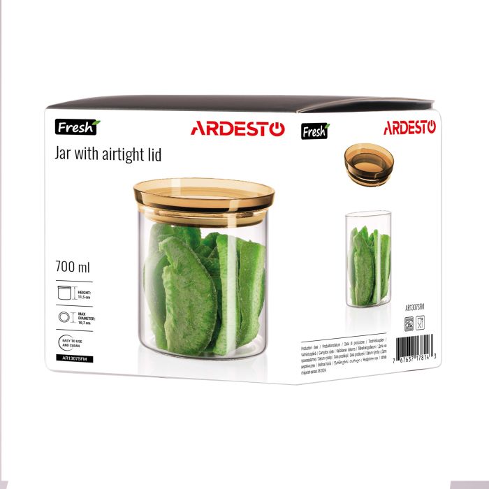 Банка для зберігання Ardesto Fresh 700мл, скло, пластик, прозорий