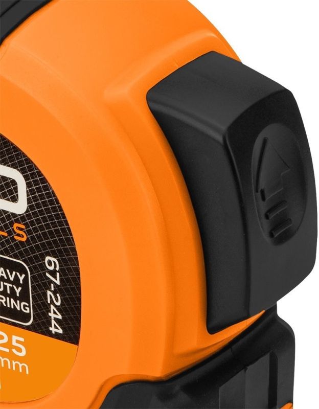 Рулетка Neo Tools Super Black, 7.5мx25мм, с фиксатором сматывания, магнит