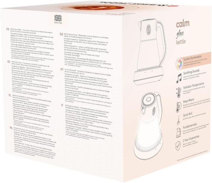 Електрочайник Russell Hobbs Calm, 1.7л, скло, біло-мідний