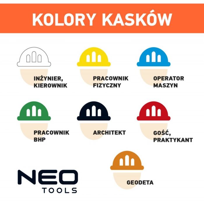 Каска защитная Neo Tools, пластик ABS, пряжка для регулировки, белый