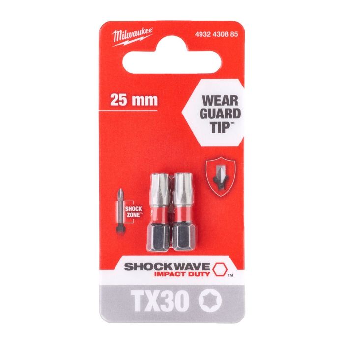 Биты Milwaukee Shockwave, набор 2шт, Torx T30х25мм