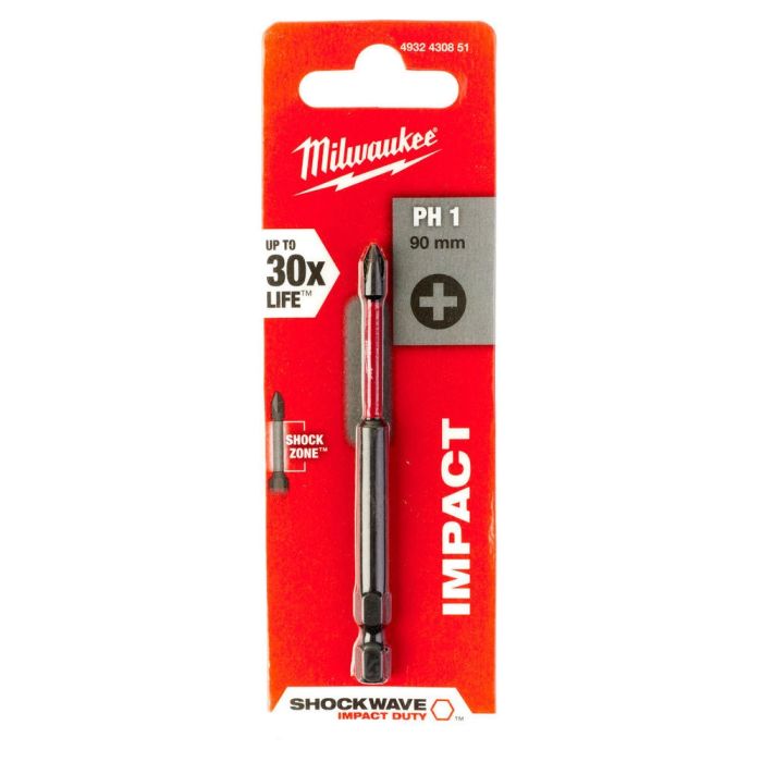 Биты Milwaukee Shockwave, 1шт, PH1х90мм