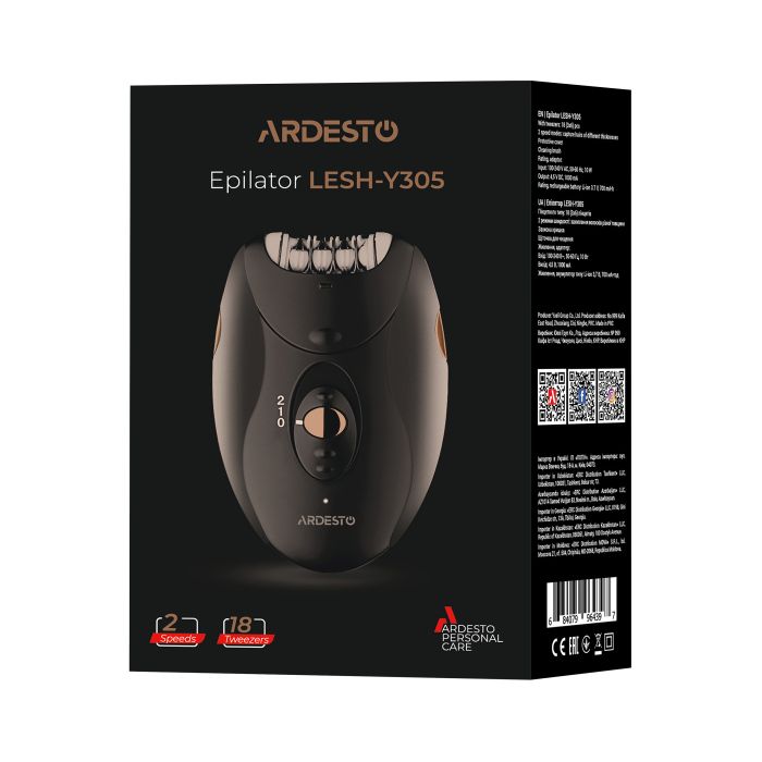 Эпилятор  Ardesto  пинцетный, аккумул., пинцет.-18, сух., насадок-1, черный ARDESTO LESH-Y305