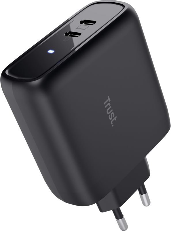 Зарядний пристрій мережевий Trust Maxo 65Вт, 2xUSB-C PD, чорний