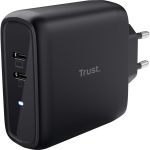 Зарядний пристрій мережевий Trust Maxo 65Вт, 2xUSB-C PD, чорний